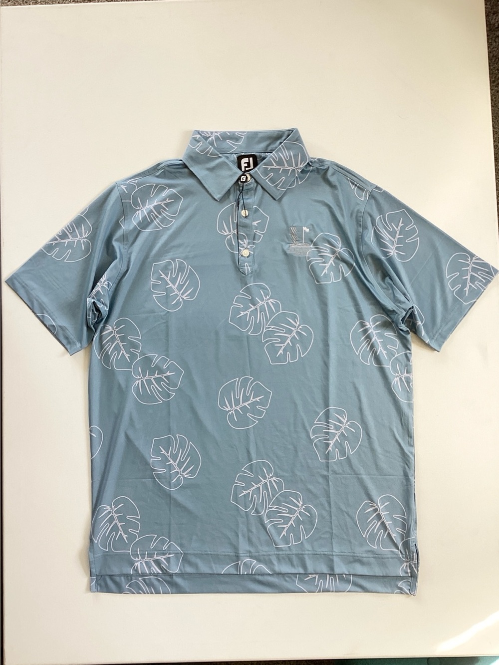 NWT FootJoy Blue Polo Shirt with Leaf Print